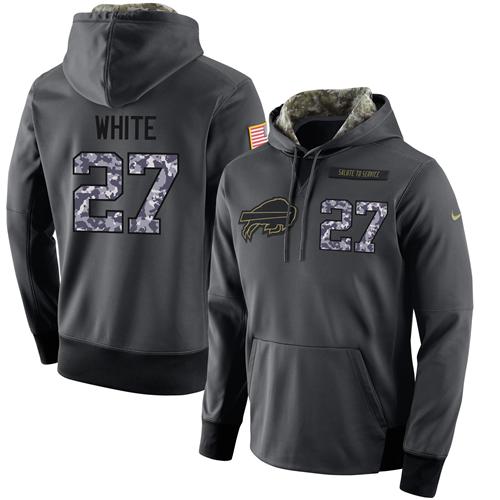 NFL Men's Nike Buffalo Bills #27 Tre'Davious White Stitched Black Anthracite Salute to Service Player Performance Hoodie